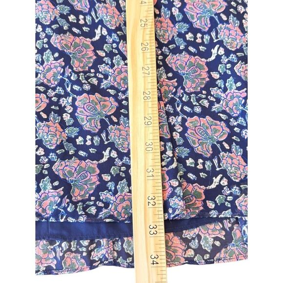 Madewell Floral Chiffon Dress Size 0 V-Neck A-Line Navy Pink Boho Romantic Lined - Picture 9 of 13